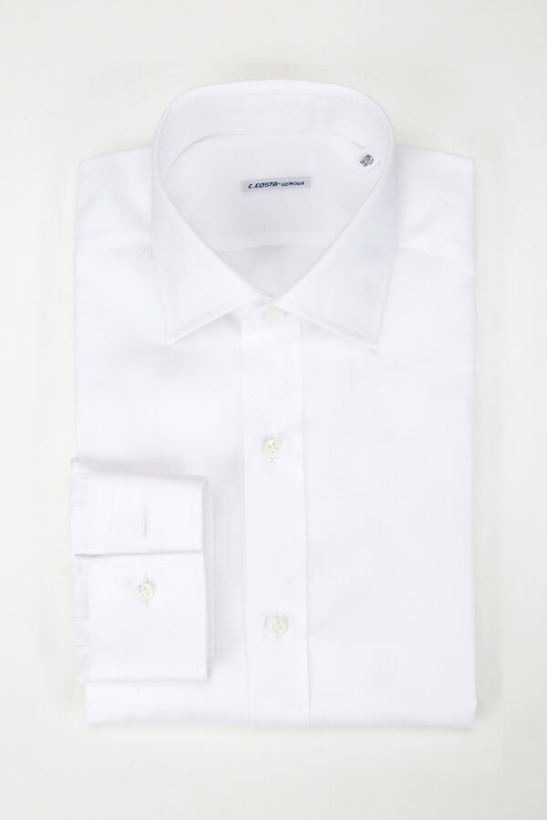 CAMICIA COTONE TWILL BIANCA TINTA UNITA