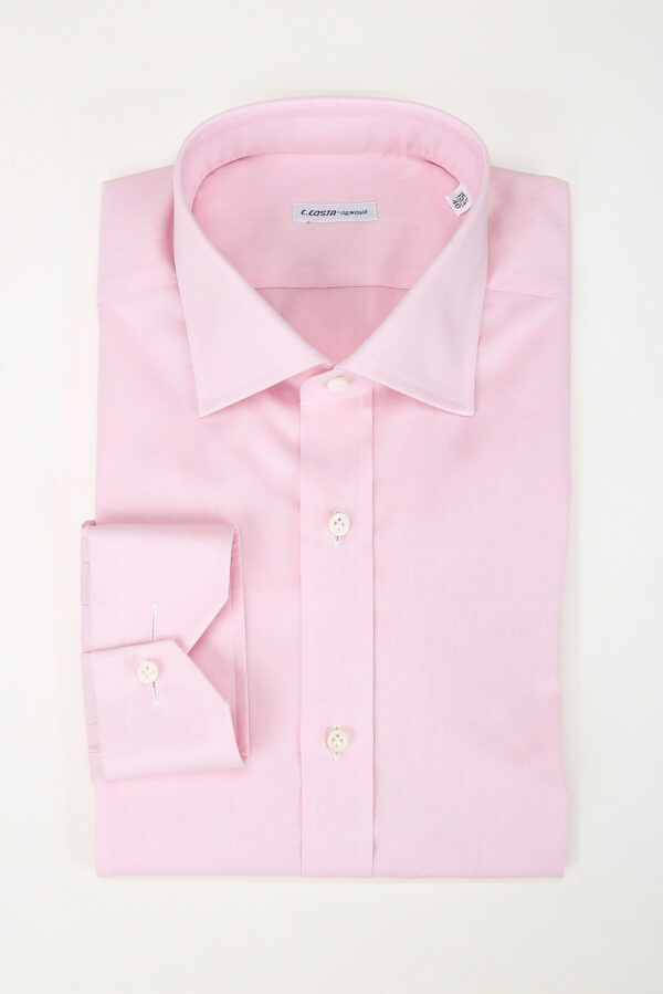 CAMICIA COTONE TWILL ROSA TINTA UNITA