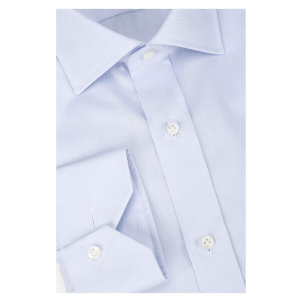 CAMICIA COTONE TWILL AZZURRO TINTA UNITA - immagine 2