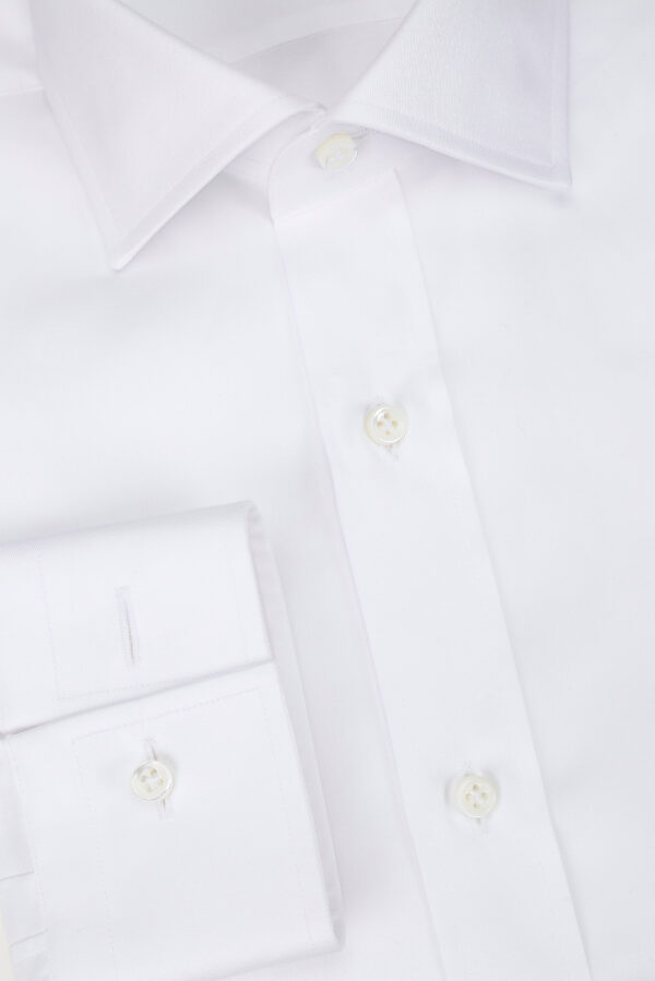 CAMICIA COTONE TWILL BIANCA TINTA UNITA - immagine 2