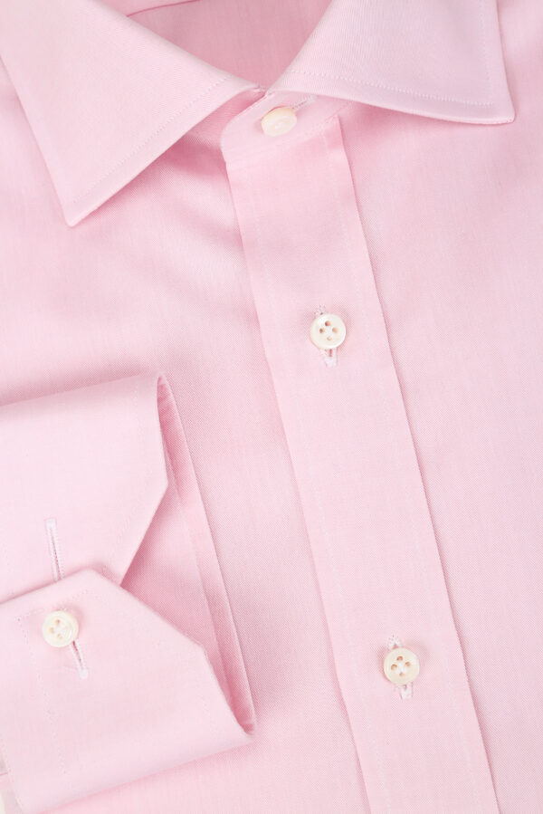 CAMICIA COTONE TWILL ROSA TINTA UNITA - immagine 2